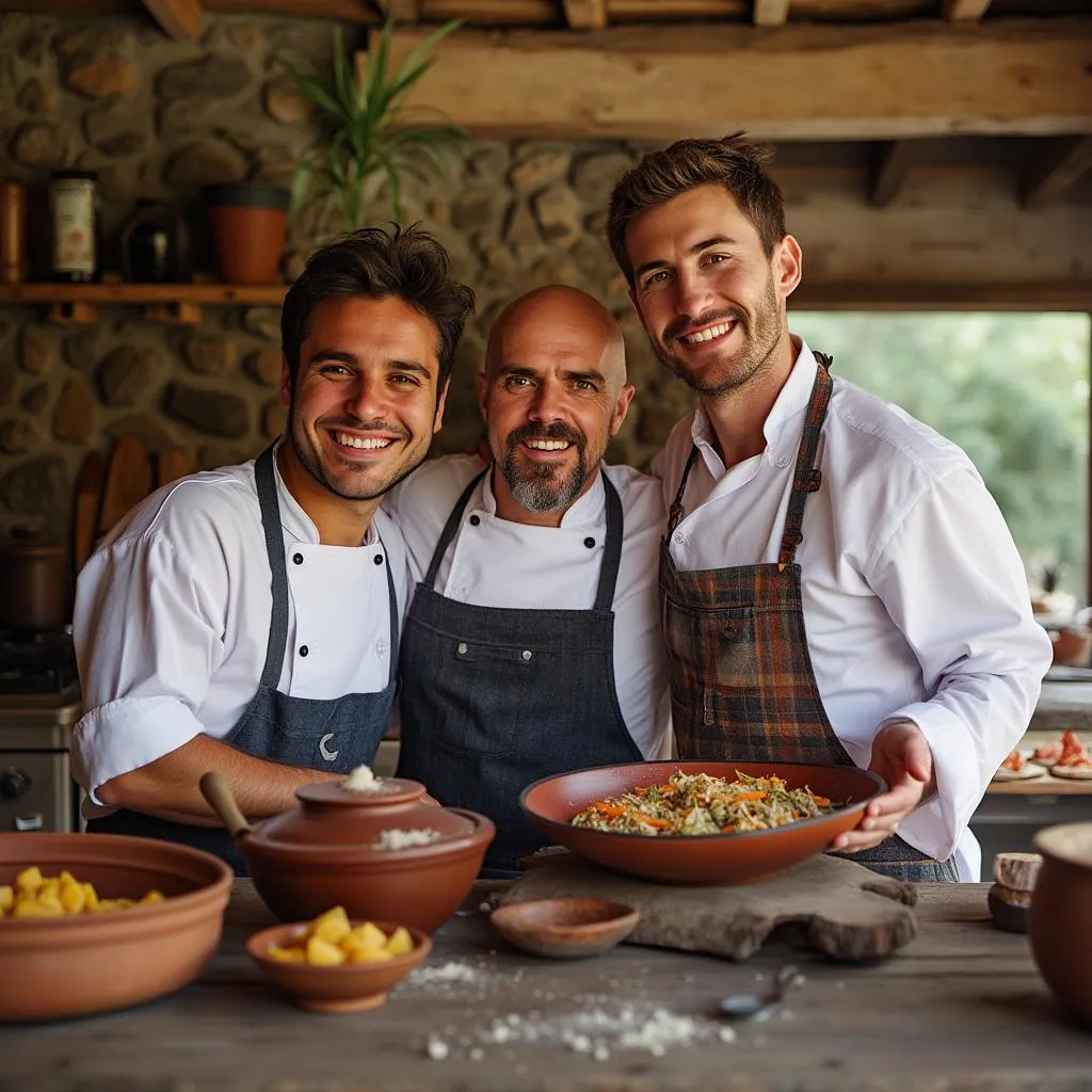 Equipo de Cocina con Tradición reunido en cocina tradicional argentina